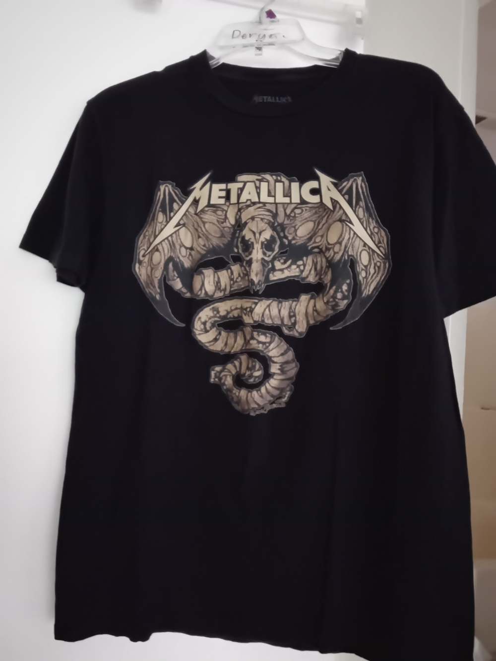 Metallica Both Side Graphic Tee Black Short Sleeve Skull Reptile Snake Rock Men